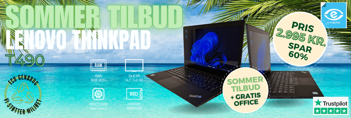 Lenovo ThinkPad T490 Banner med gratis office