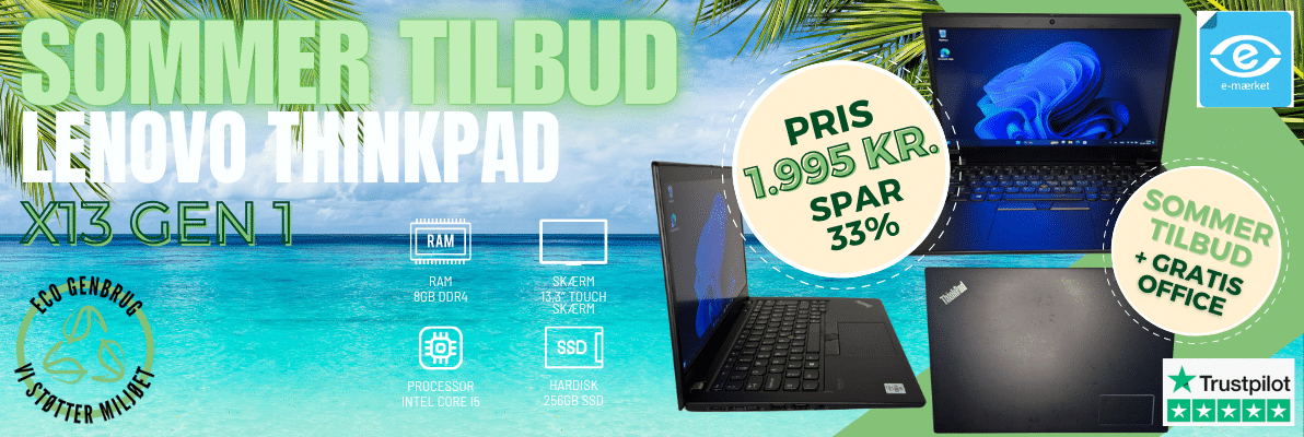 Lenovo ThinkPad X13 Gen 1 Banner med gratis office